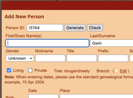 Adding an individual